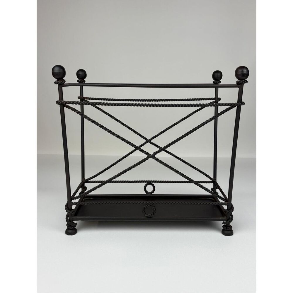 Vintage Wrought Iron Twisted Metal Magazine Rack Holder